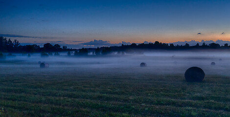 Image showing Evening fog in european field