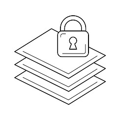 Image showing Paper stack with lock vector line icon.