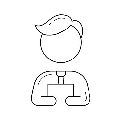 Image showing Man with electronic tablet vector line icon.