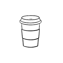Image showing Plastic cup of chocolate coffee hand drawn icon.