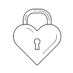 Image showing Heart lock vector line icon.