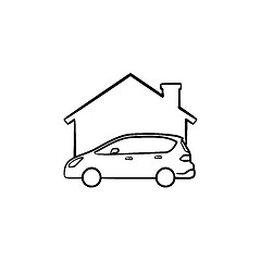 Image showing Car garage hand drawn sketch icon.