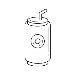Image showing Soda pop can vector line icon.