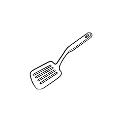 Image showing Kitchen spatula hand drawn sketch icon.