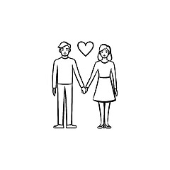 Image showing Couple in love hand drawn sketch icon.