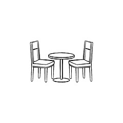 Image showing Restaurant furniture hand drawn sketch icon.