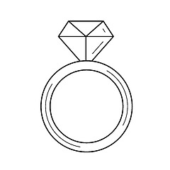 Image showing Diamond ring vector line icon.