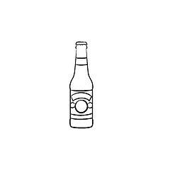 Image showing Beer bottle hand drawn sketch icon.