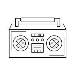 Image showing Vintage boombox line icon.