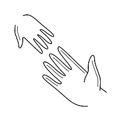 Image showing Hand of help vector line icon.