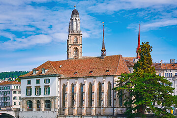 Image showing Towers of Grossmunster and Wasserkirche 