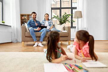 Image showing happy family spending free time at home
