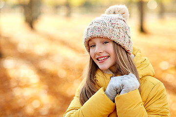 Image showing portrait of happy girl at autumn park
