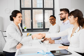 Image showing recruiters having interview with employee