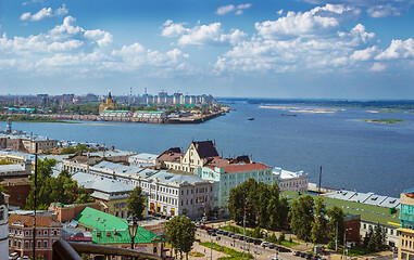 Image showing Confluence of Volga and Oka. Summer day. Nizhny Novgorod. Russia