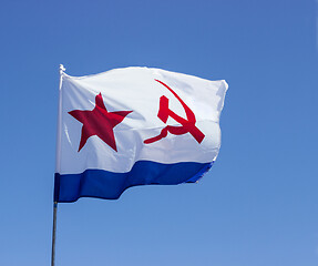 Image showing Flag of Navy of USSR against sky, this already history