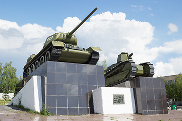 Image showing T-34 tank and first russian Soviet tank