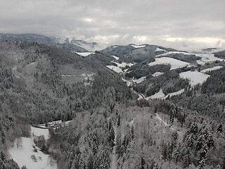 Image showing Black Forest winter scenery aerial view Germany