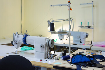 Image showing Workshop equipped with professional sewing equipment without man