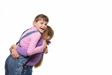 Image showing Girl happily hugged her beloved a girlfriend