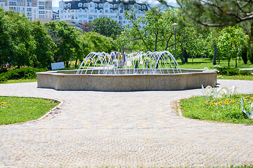 Image showing Beautiful small fountain in the city park \