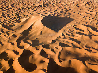 Image showing Aerial view on big sand dunes in desert