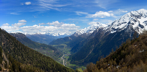 Image showing Snow mountains and valley in Switzerland