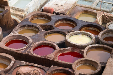 Image showing Tanneries of Fes, Morocco, Africa 