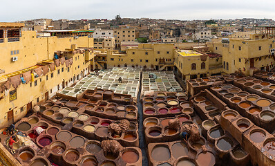 Image showing Tanneries in Fes, Morocco, Africa 