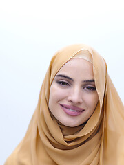 Image showing portrait of beautiful muslim woman isolated on white