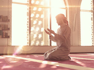 Image showing muslim prayer inside the mosque