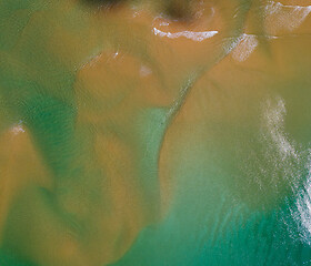 Image showing Aerial view of turquoise waves on beach