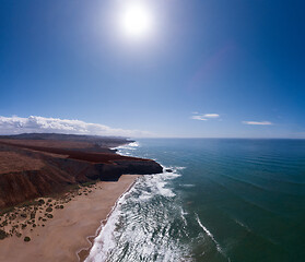 Image showing Aerial view on ocean waves and rocks