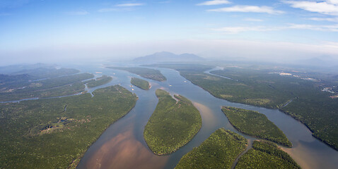 Image showing Aerial of estuaries and strait in Thailand