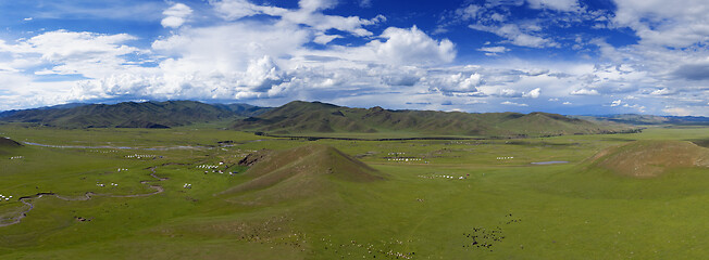 Image showing Aerial landscape in Orkhon valley, Mongolia