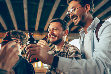 Image showing Group of friends celebrating, resting, having fun and party in summer day