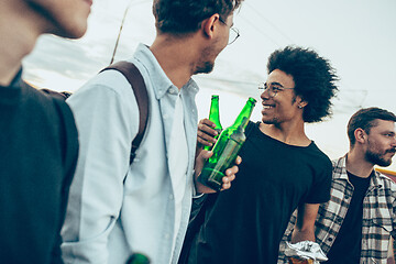 Image showing Group of friends celebrating, resting, having fun and party in summer day