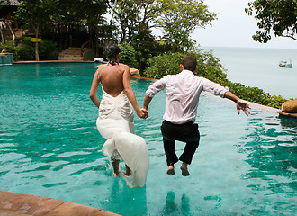 Image showing Happy bride and groom