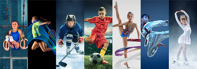 Image showing ice hockey sport players in action, business comptetition concpet, teen girls on training