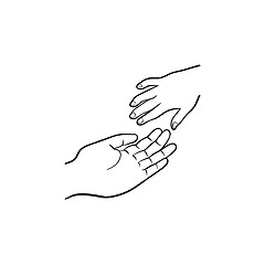 Image showing Hand of help hand drawn sketch icon.