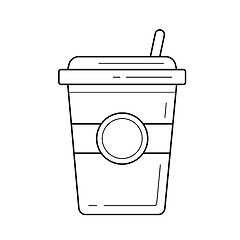 Image showing Plastic cup of chocolate coffee vector line icon.