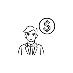 Image showing Earning money hand drawn sketch icon.