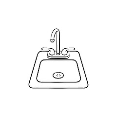 Image showing Toilet sink hand drawn sketch icon.