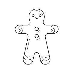 Image showing Gingerbread man vector line icon.