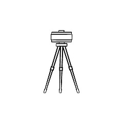 Image showing Theodolite on tripod hand drawn sketch icon.