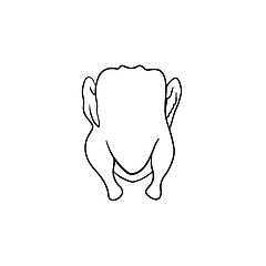 Image showing Raw chicken hand drawn sketch icon.