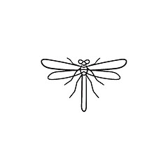 Image showing Dragonfly hand drawn sketch icon.