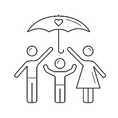 Image showing Family insurance vector line icon.