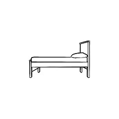 Image showing Bed with pillow hand drawn sketch icon.