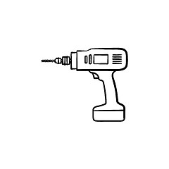 Image showing Hammer drill hand drawn sketch icon.